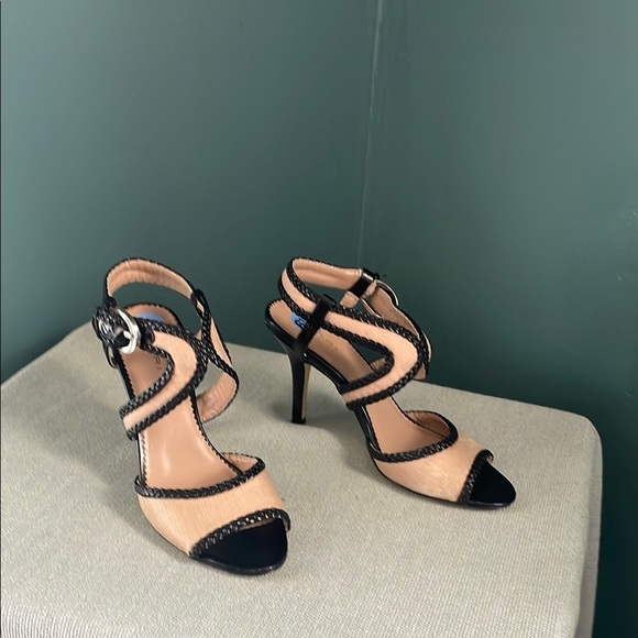 Shoes - Tahari Lima Braided leather and Tan linen Sandal
